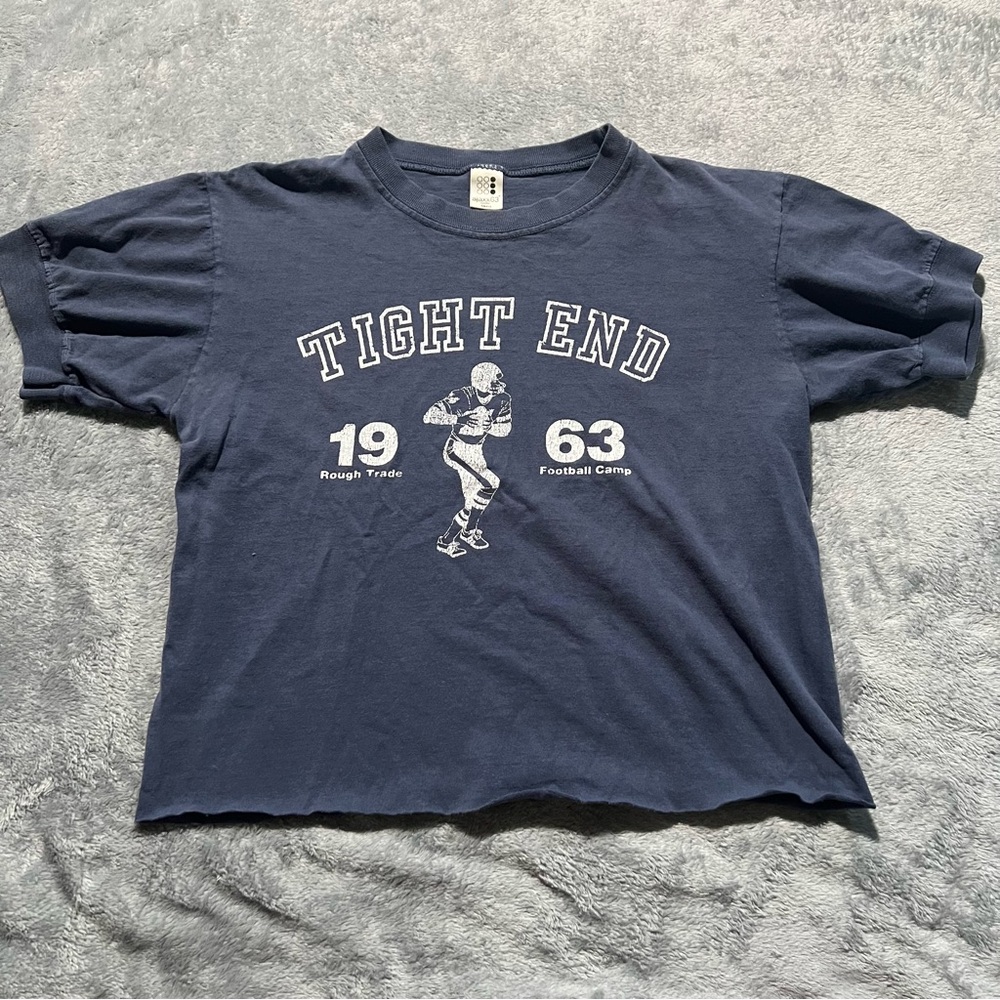 Womens Navy Blue Football Graphic T-Shirt